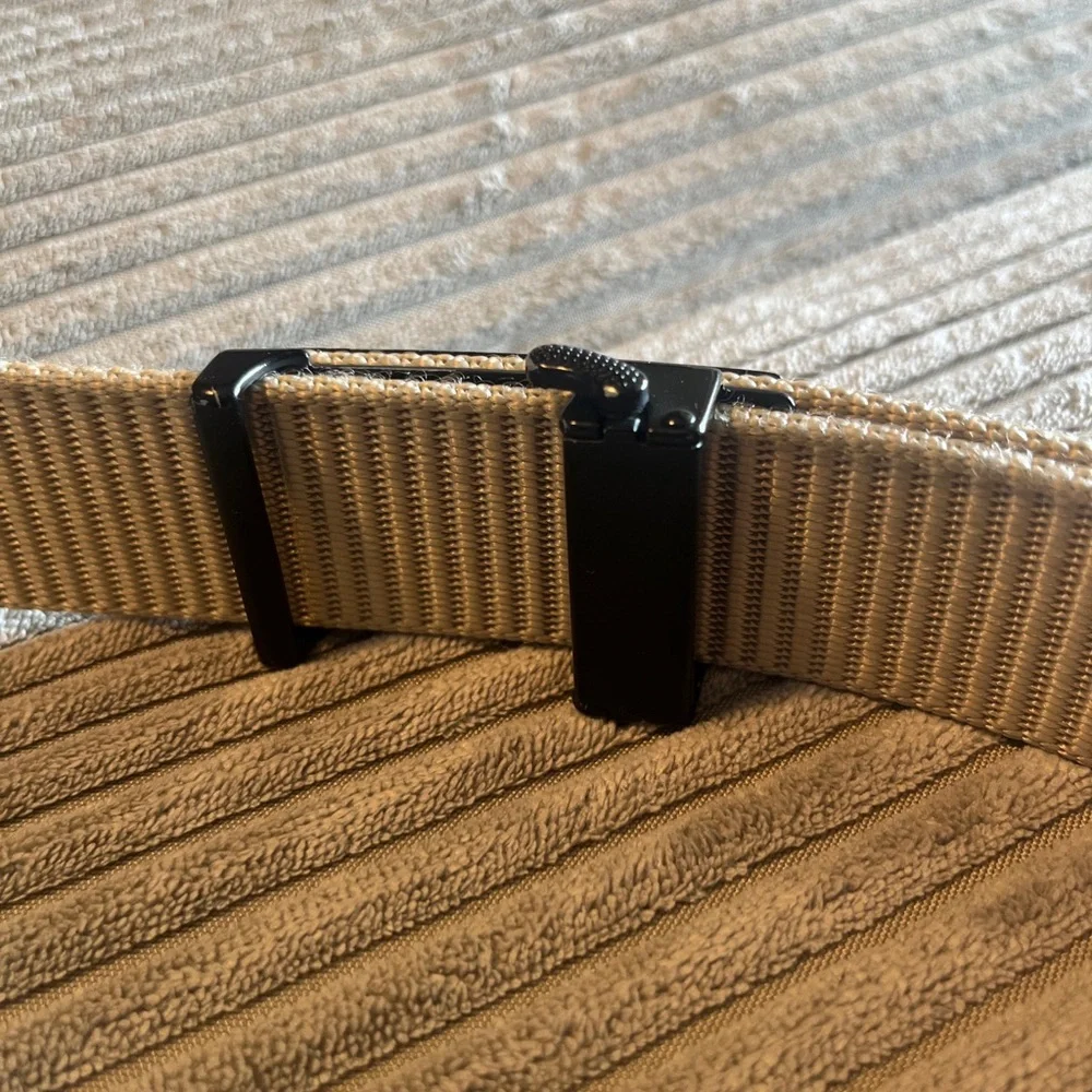 FAIRWIN Men's Ratchet Belt Nylon Web Belt for Golf Tactical Beige Casual, Adj - Picture 2 of 4